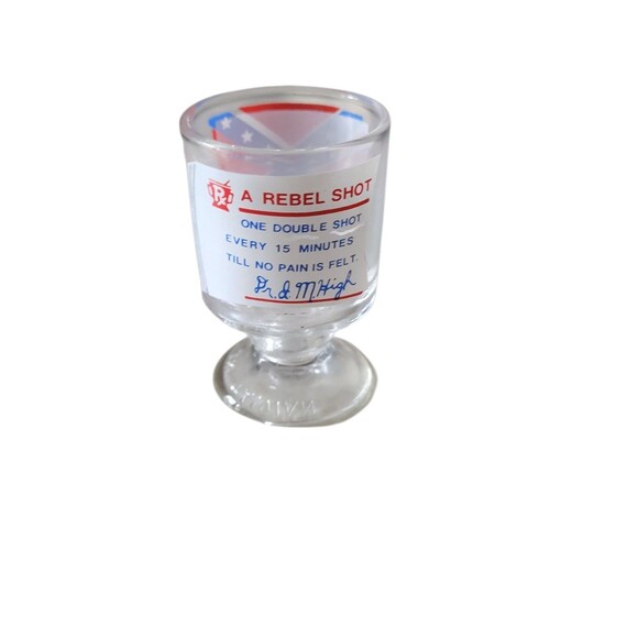 Vintage Footed Rebel Shot Glass Whiskey Pedestal Bar Double Made In Tawain - Picture 2 of 4